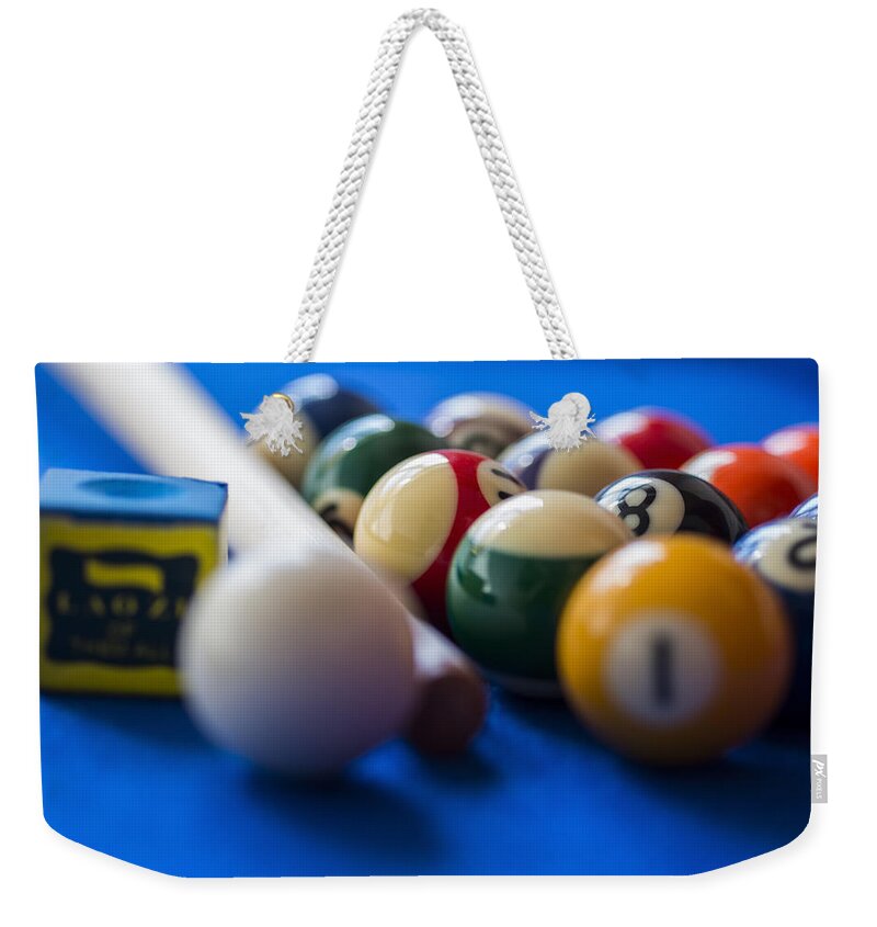 Pool Weekender Tote Bag featuring the photograph Eight ball by Paulo Goncalves
