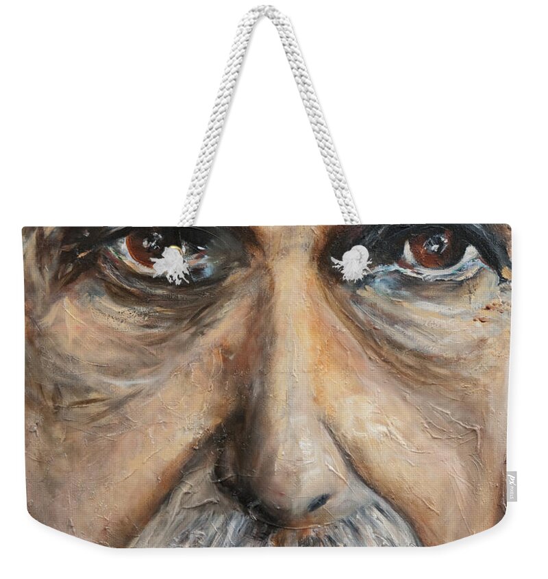 Pop Art Weekender Tote Bag featuring the painting Einstein by Chuck Gebhardt