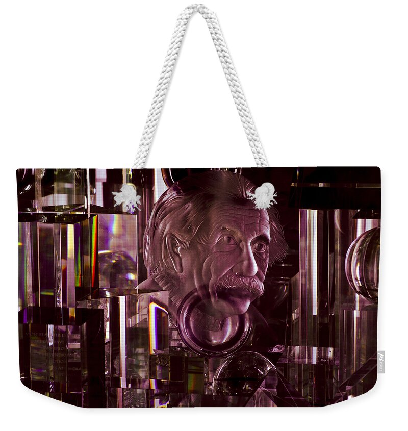 Albert Einstein Weekender Tote Bag featuring the photograph Einstein in Crystal - Purple by Christi Kraft