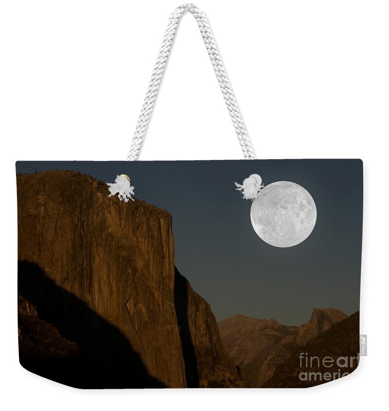 Yosemite Weekender Tote Bag featuring the photograph El Capitan And Half Dome by Mark Newman