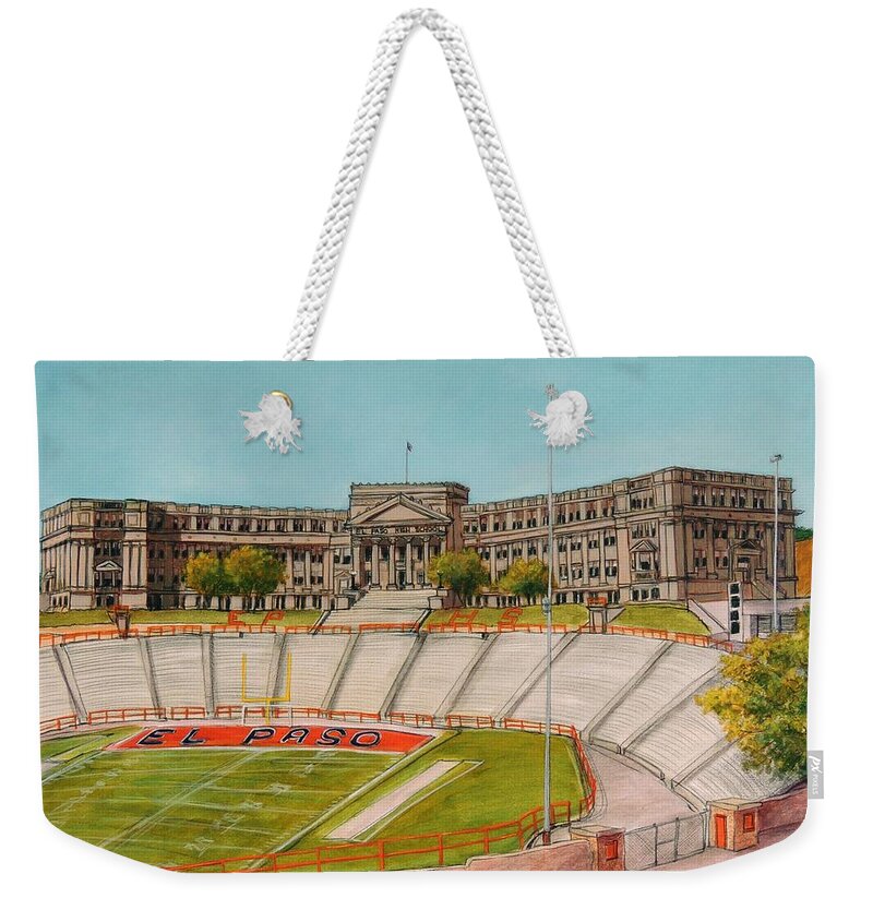 El Paso Weekender Tote Bag featuring the painting El Paso High School by Candy Mayer