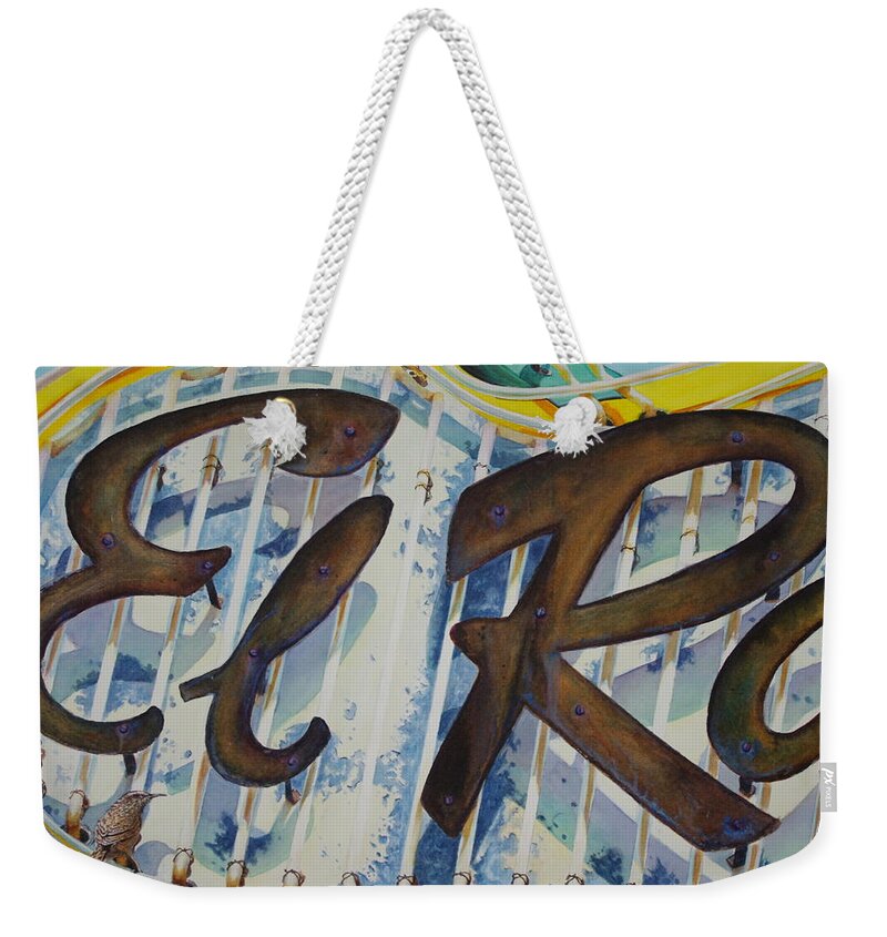 Motel Weekender Tote Bag featuring the painting El Ray by Greg and Linda Halom