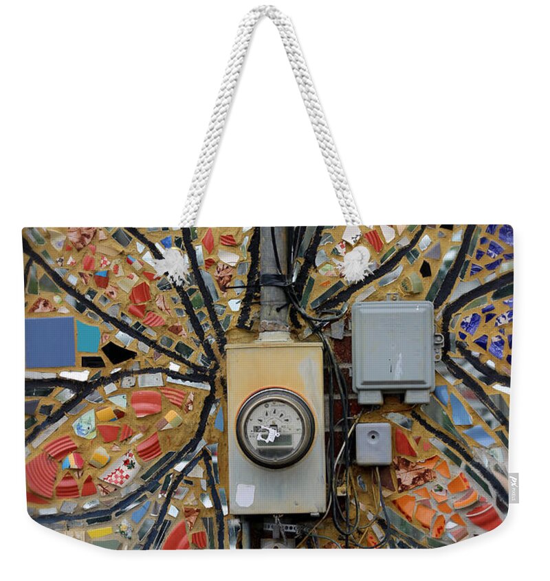 Abstract Weekender Tote Bag featuring the photograph Electric Flower by Karen Adams