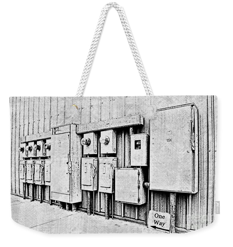 Electric Weekender Tote Bag featuring the photograph Electrical Boxes V by Debbie Portwood