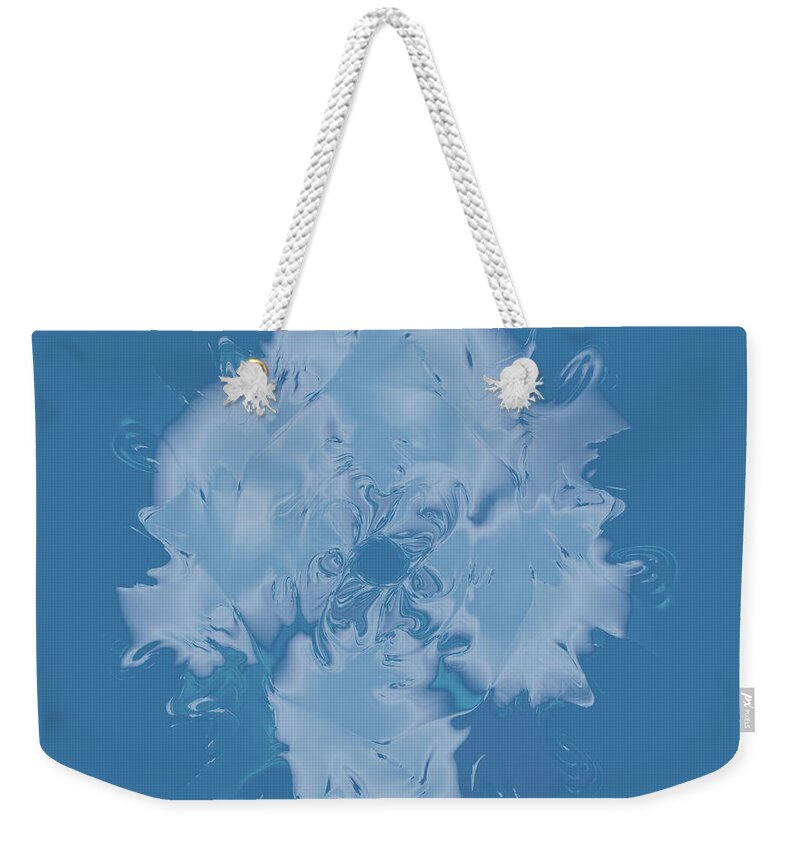 Flower Weekender Tote Bag featuring the digital art Elegant Blue Flower 2 by Judi Suni Hall