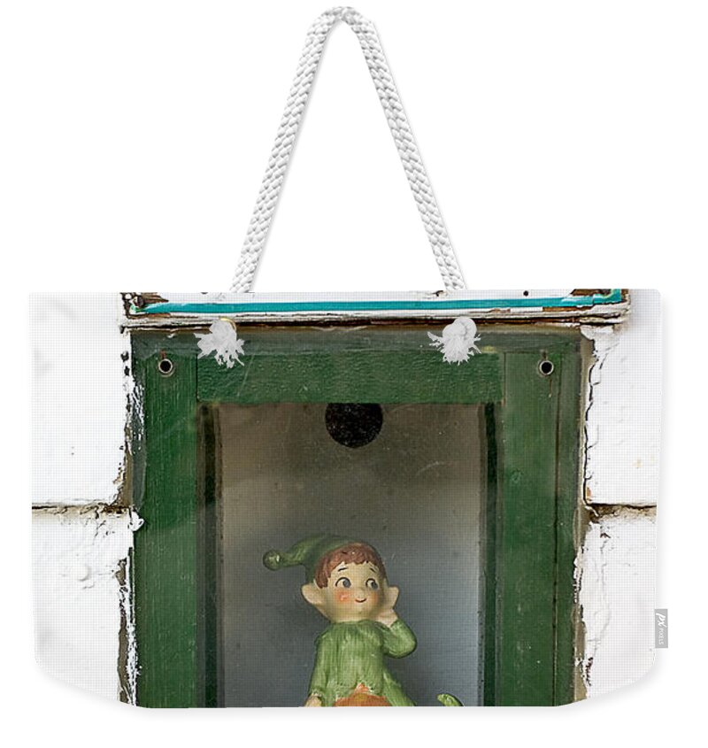 Humor Weekender Tote Bag featuring the photograph elf exit, Dubuque, Iowa by Steven Ralser