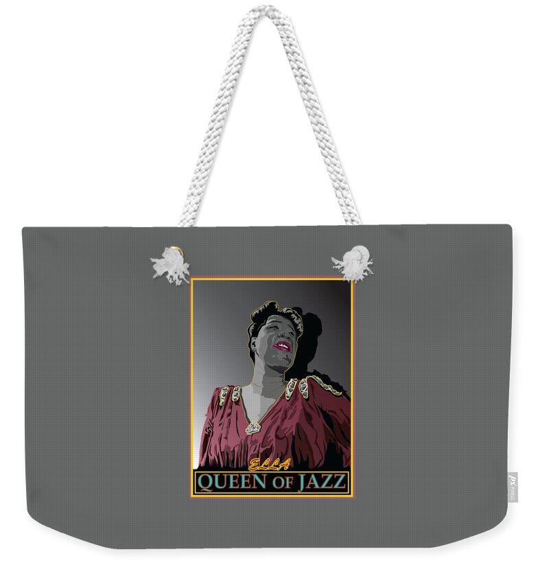 Jazz Weekender Tote Bag featuring the digital art Ella Fitzgerald Jazz Singer by Larry Butterworth