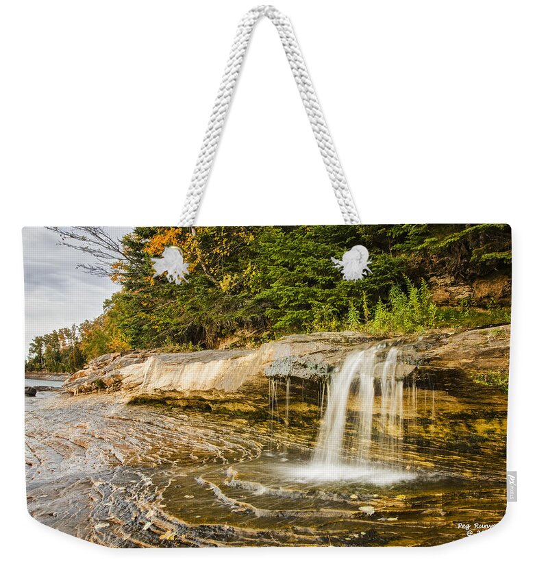 Miner's Beach Weekender Tote Bag featuring the photograph Elliott Falls by Peg Runyan