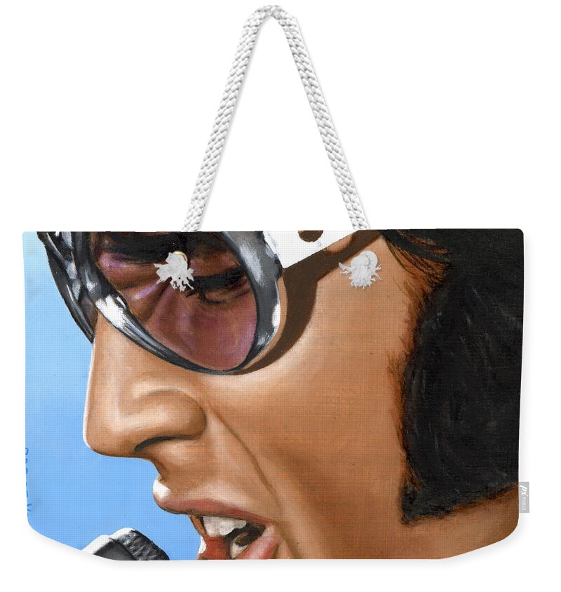 Elvis Weekender Tote Bag featuring the painting Elvis 24 1970 by Rob De Vries