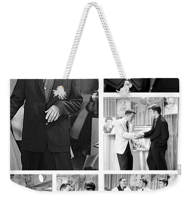 Elvis Weekender Tote Bag featuring the photograph Elvis Collage by Chuck Staley