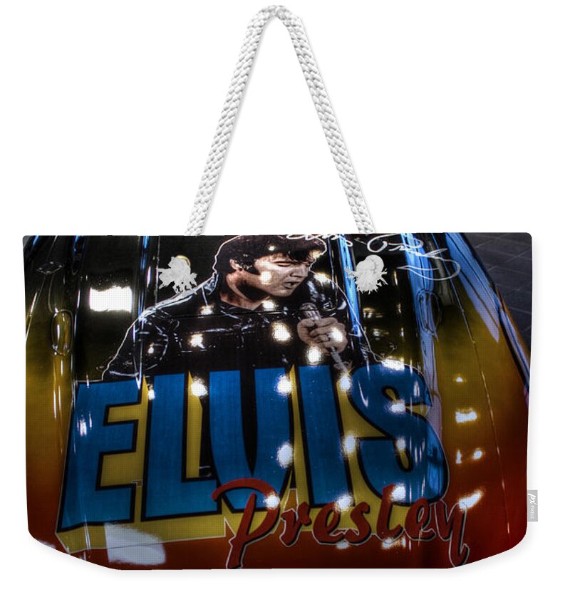 John Force Racing Weekender Tote Bag featuring the photograph Elvis is still in the building by Tommy Anderson