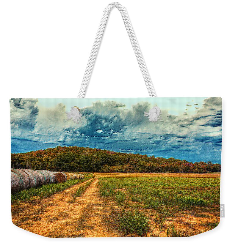 Sky Weekender Tote Bag featuring the photograph Embossed Autumn Field by Bill and Linda Tiepelman