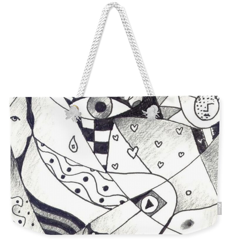 Figurative Abstraction Weekender Tote Bag featuring the drawing Embracing Life by Helena Tiainen
