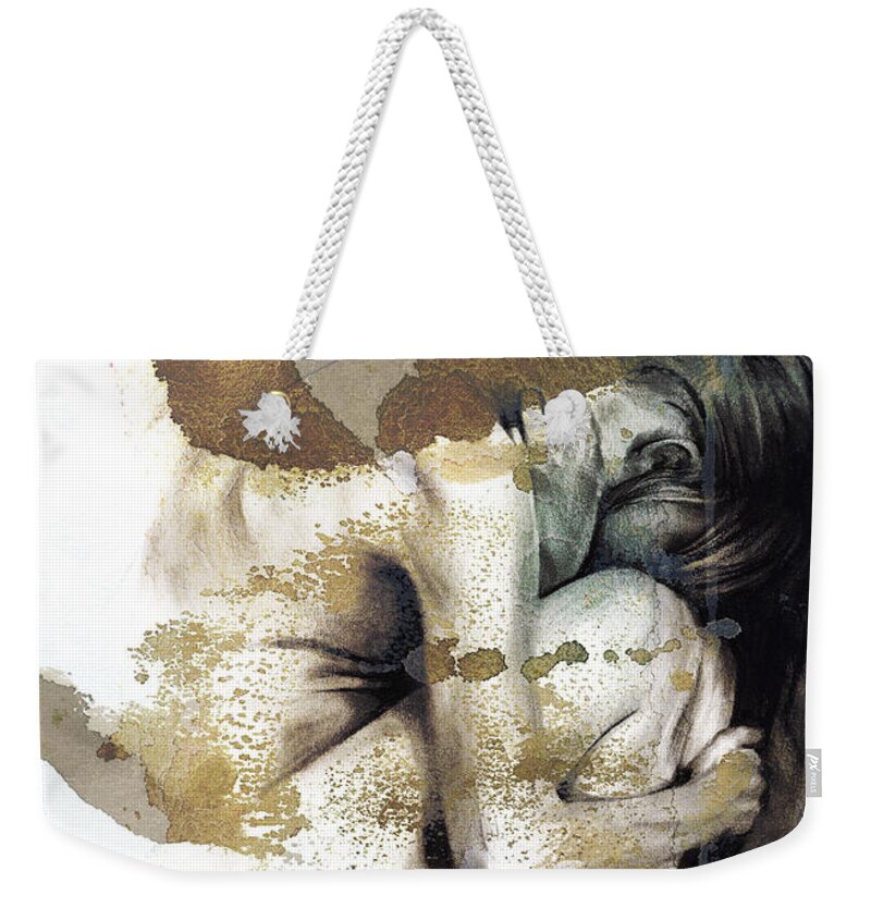 Figurative Weekender Tote Bag featuring the drawing Embryonic III with texture by Paul Davenport