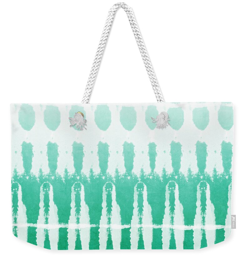 Abstract Weekender Tote Bag featuring the painting Emerald Ombre by Linda Woods
