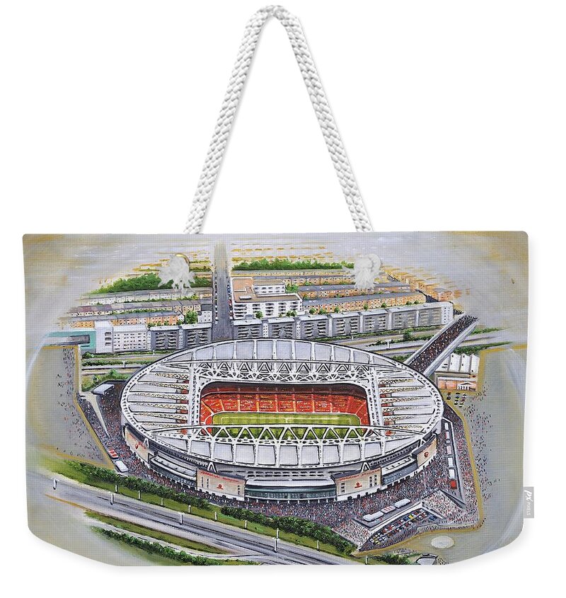Afc Weekender Tote Bag featuring the painting Emirates Stadium - Arsenal by D J Rogers