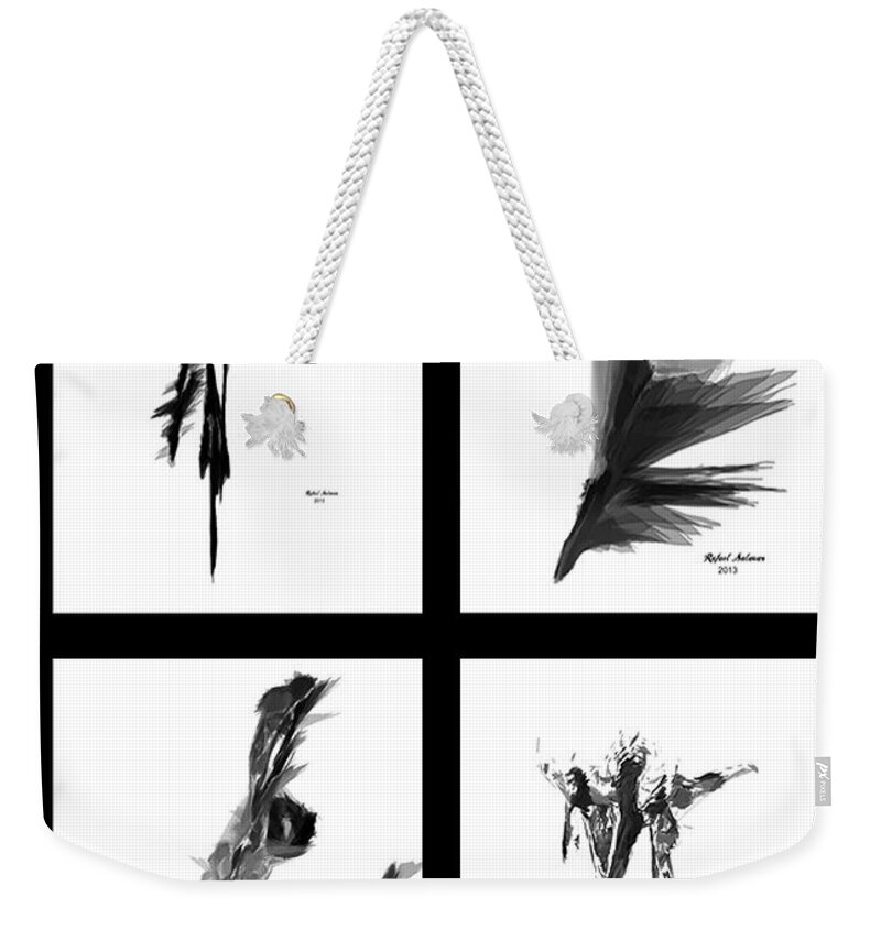 Abstract Weekender Tote Bag featuring the digital art Emotions in Black - Abstract Quad by Rafael Salazar