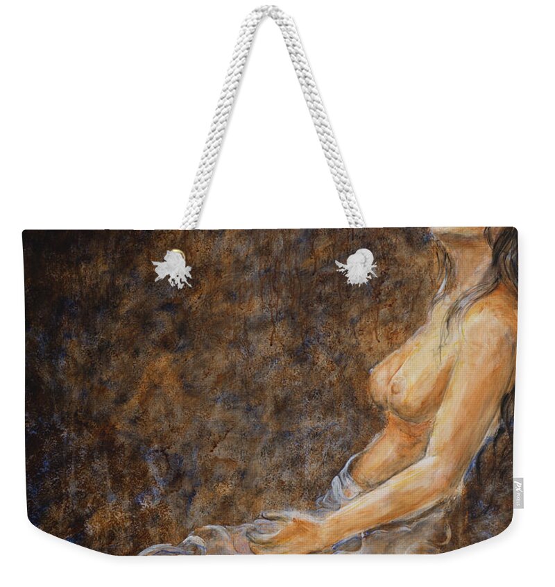 Empower Me Weekender Tote Bag featuring the painting Empower Me by Nik Helbig