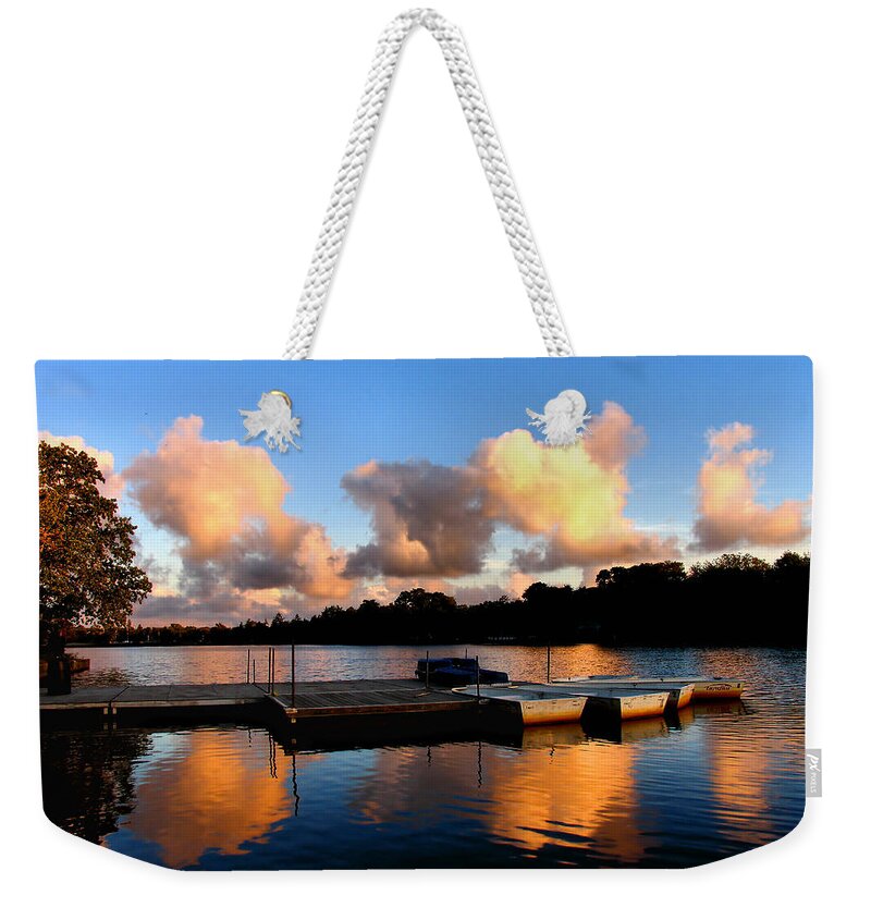 Lake Weekender Tote Bag featuring the photograph End of a Summer Day by Roger Becker