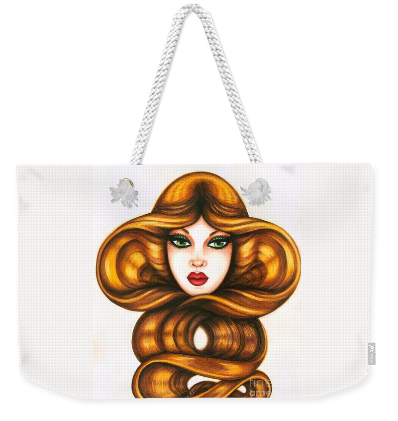 Art Weekender Tote Bag featuring the drawing Enigma 3 by Tara Shalton