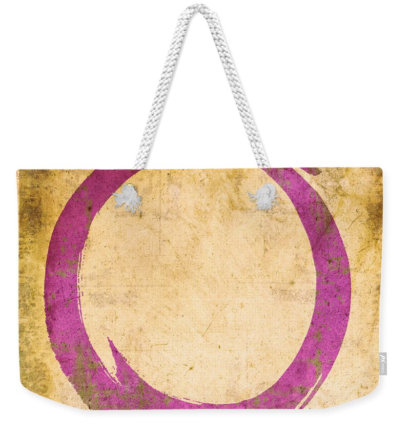 Circle Weekender Tote Bag featuring the painting Enso No. 108 Pink on Orange by Julie Niemela
