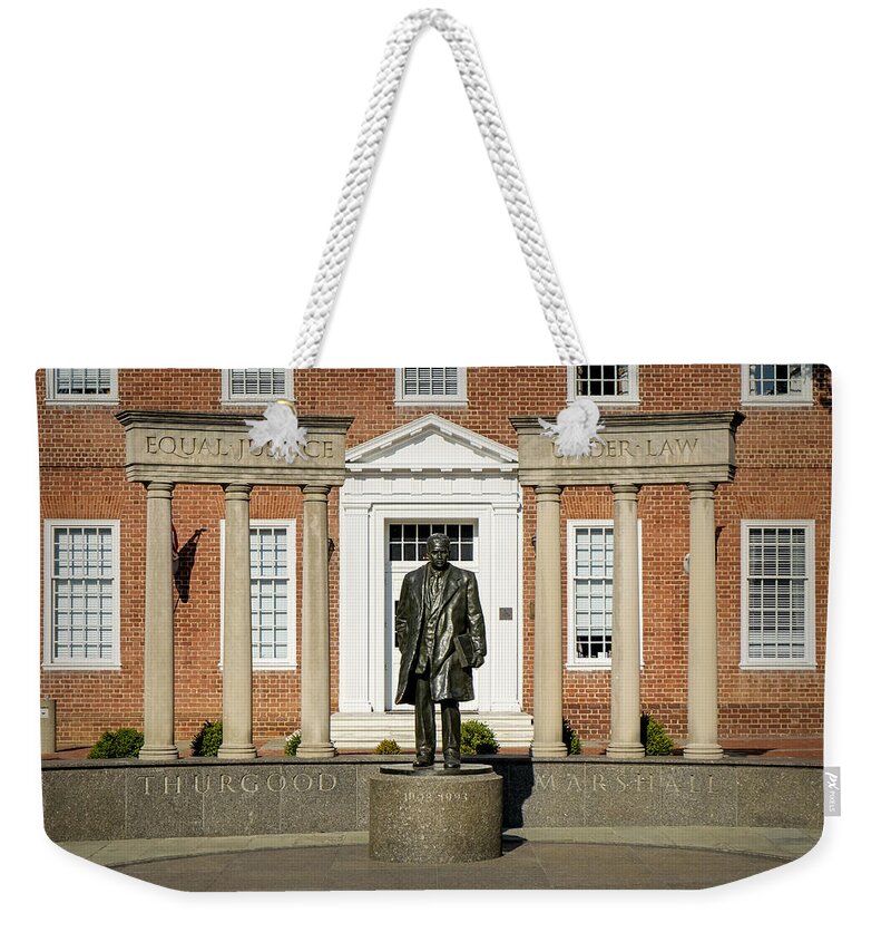 Annapolis Weekender Tote Bag featuring the photograph Equal Justice Under Law by Susan Candelario