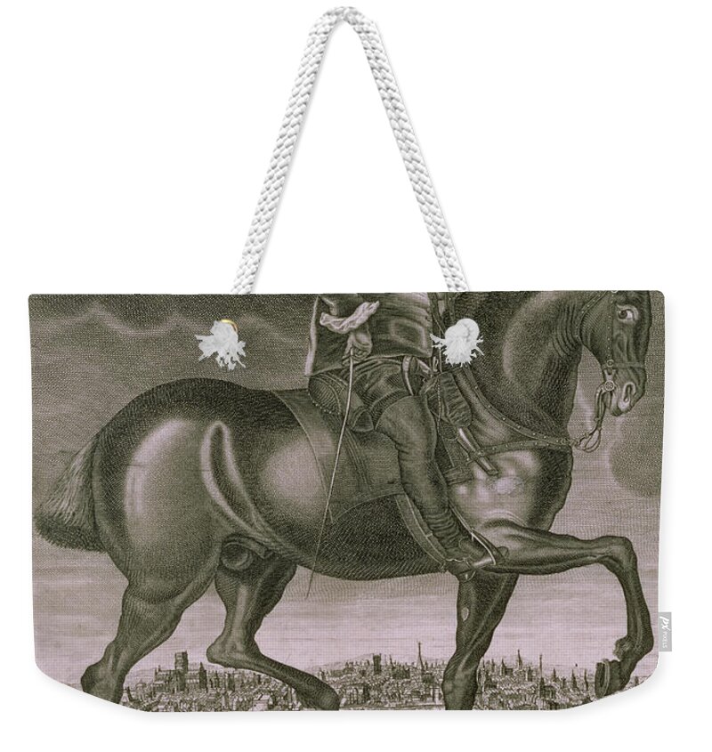 Horse Weekender Tote Bag featuring the painting Equestrian Portrait of Oliver Cromwell by Albert Haelwegh