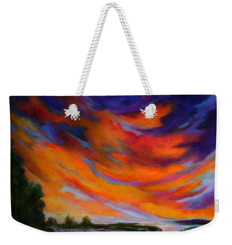 Landscape Weekender Tote Bag featuring the painting Espiritu del cielo by Alison Caltrider