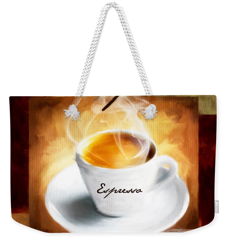 Coffee Weekender Tote Bag featuring the digital art Espresso Lover by Lourry Legarde