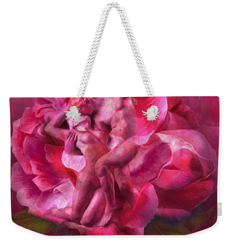 Rose Weekender Tote Bag featuring the mixed media Eternal Springtime Rose by Carol Cavalaris