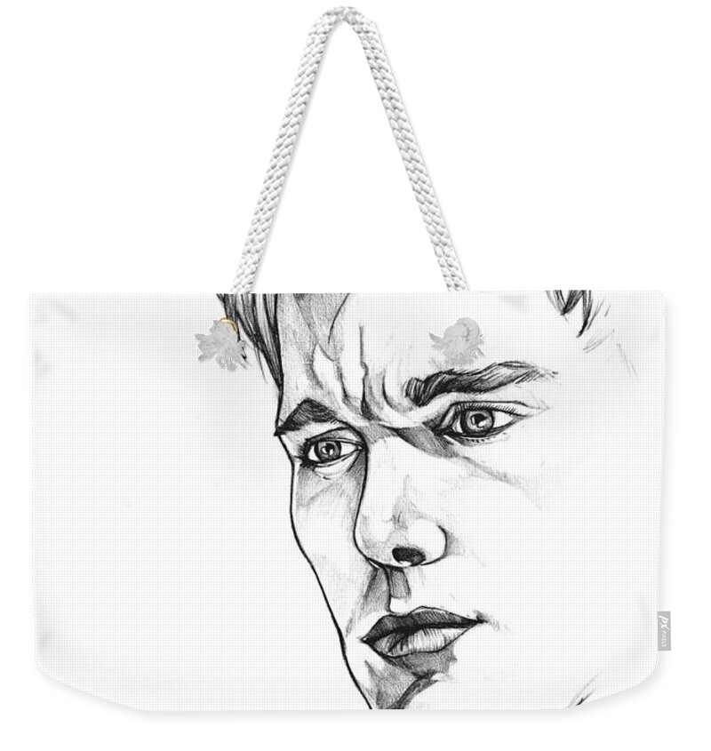 Ethan Hawke Weekender Tote Bag featuring the drawing Ethan Hawke by John Ashton Golden