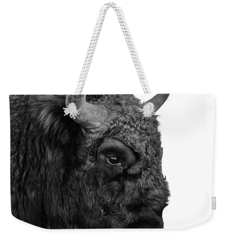 Horned Weekender Tote Bag featuring the photograph European Bison by Floriana