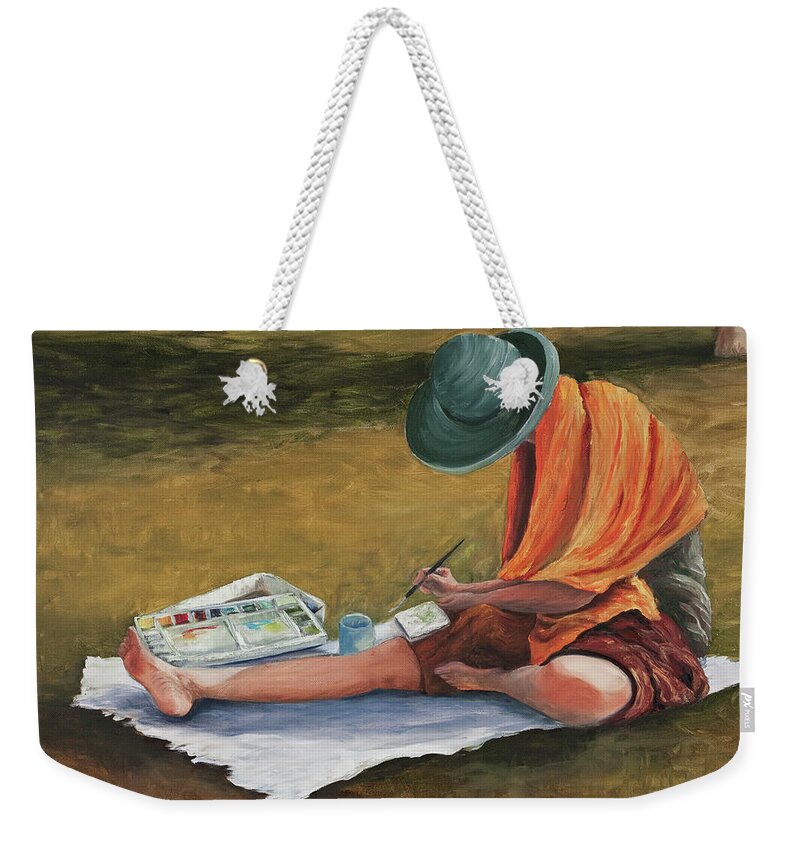 Artist Painting Weekender Tote Bag featuring the painting Eva by Darice Machel McGuire
