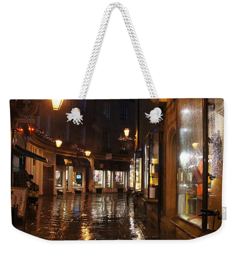 Night Street Of Cambridge Weekender Tote Bag featuring the photograph Evening after the rain by Elena Perelman