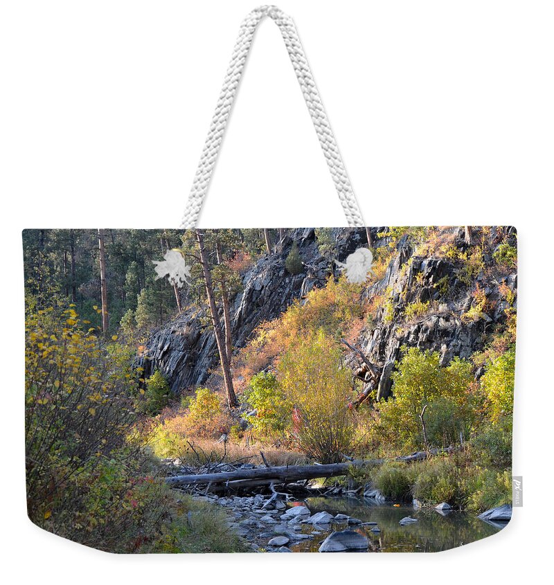 Dakota Weekender Tote Bag featuring the photograph Evening Approaches Spring Creek by Greni Graph