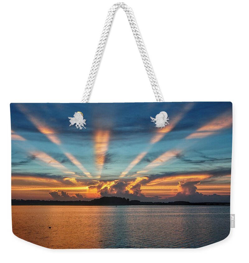 Sunset Weekender Tote Bag featuring the photograph Evening Fire 2 by Kim Bemis