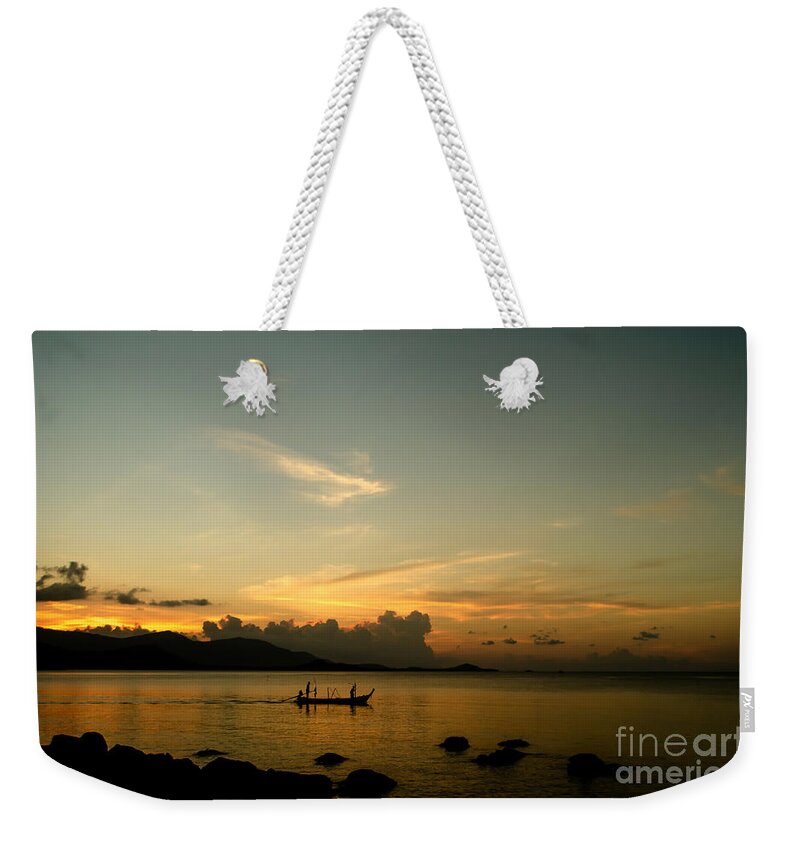 Michelle Meenawong Weekender Tote Bag featuring the photograph Evening Fishing by Michelle Meenawong