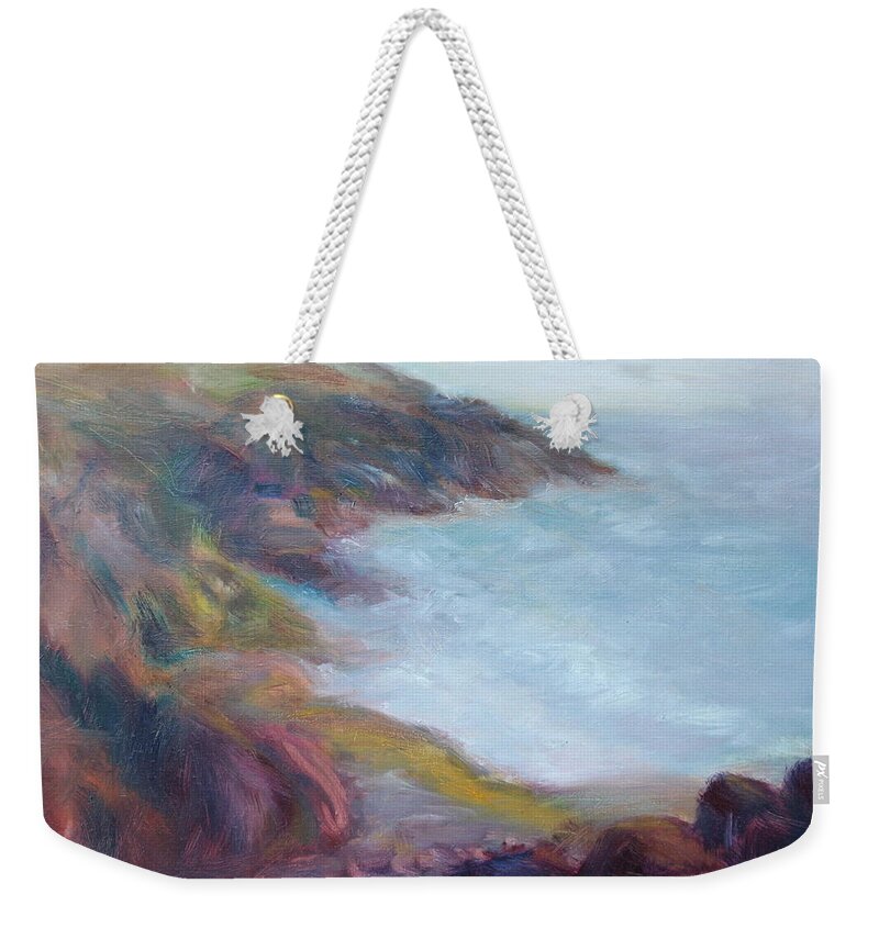 Summer Weekender Tote Bag featuring the painting Evening Light on the Oregon Coast - Original Impressionist Oil Painting - Plein Air by Quin Sweetman