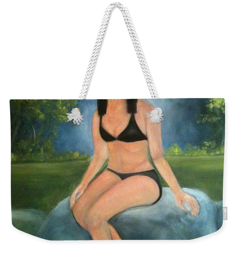 Woman Weekender Tote Bag featuring the painting Evening Swim by Sheila Mashaw