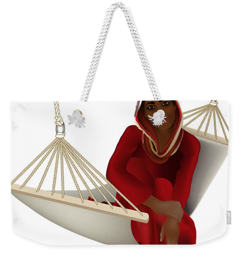 Girl Weekender Tote Bag featuring the digital art Exotic Girl in the Hammock by Gina Koch
