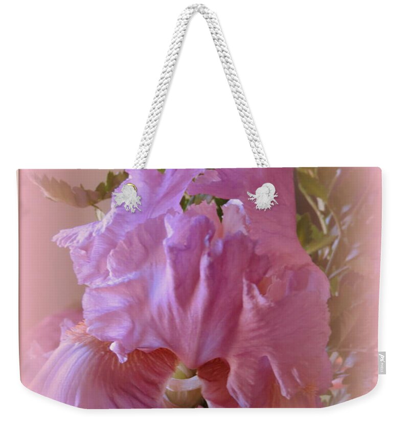 Pink Weekender Tote Bag featuring the photograph Exotic Iris by Kay Novy