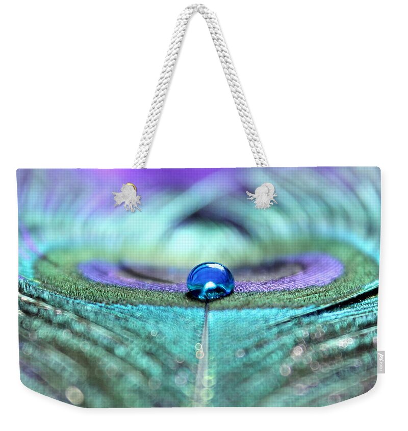 Peacock Feather Weekender Tote Bag featuring the photograph Exotic Peacock by Krissy Katsimbras