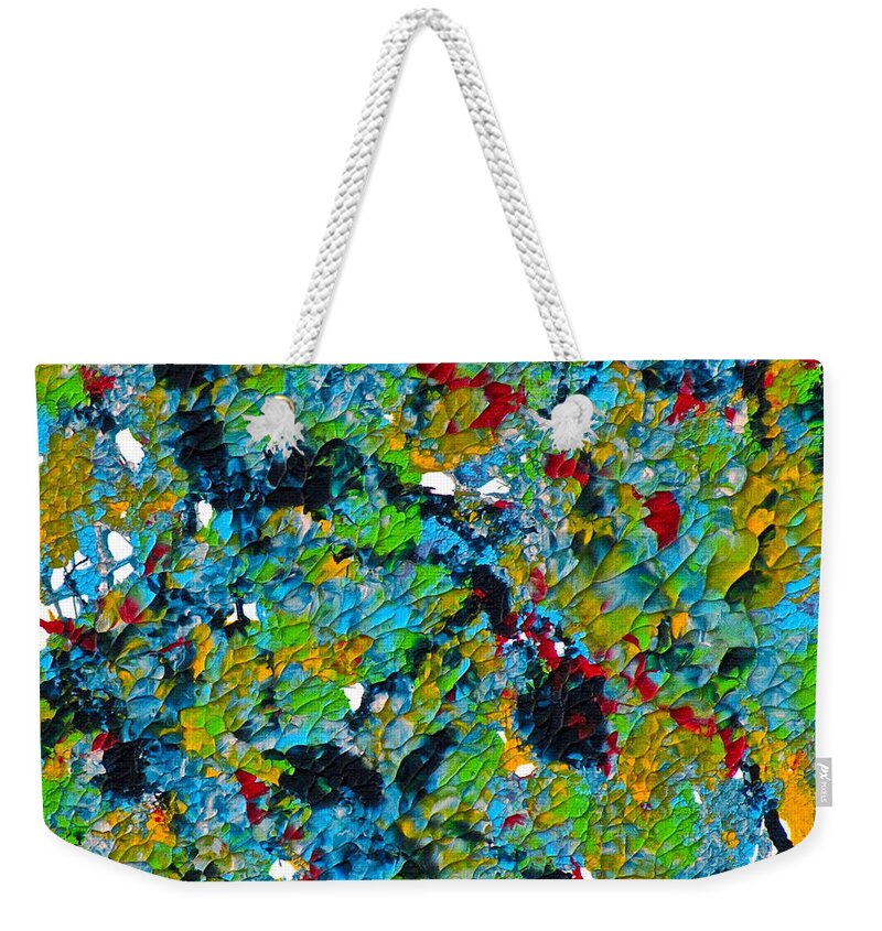 Abstract Weekender Tote Bag featuring the painting Exploring by Artcetera By   LizMac