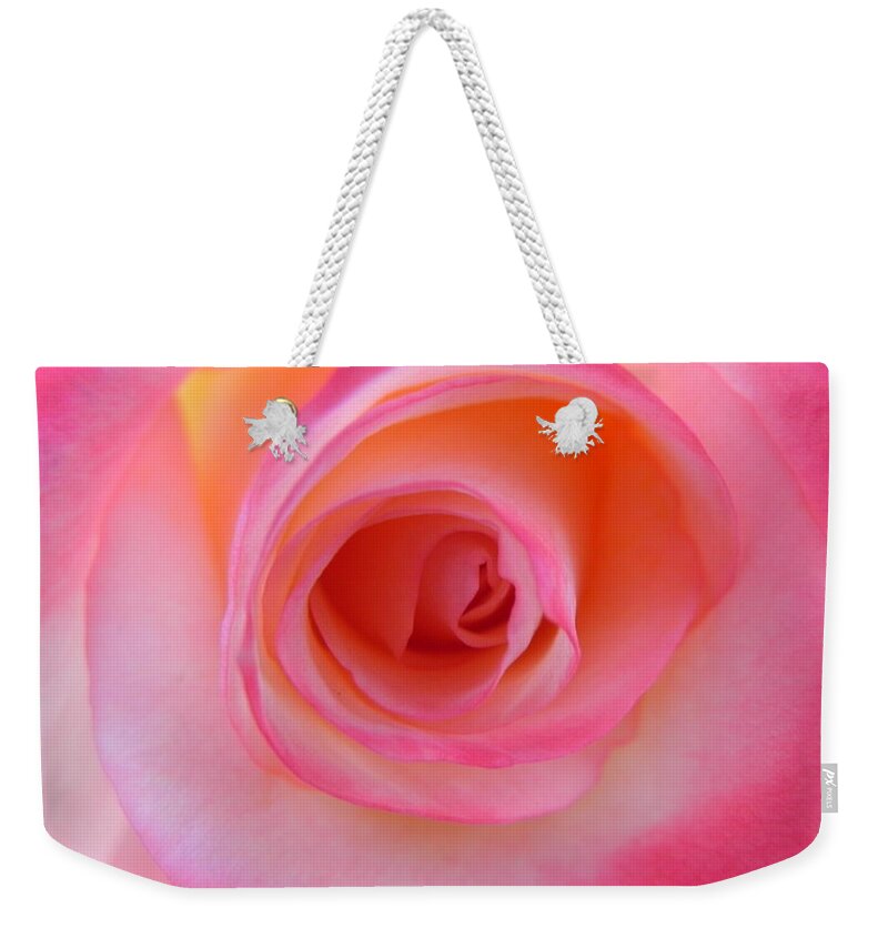 Rose Weekender Tote Bag featuring the photograph Eye of the Rose by Deb Halloran