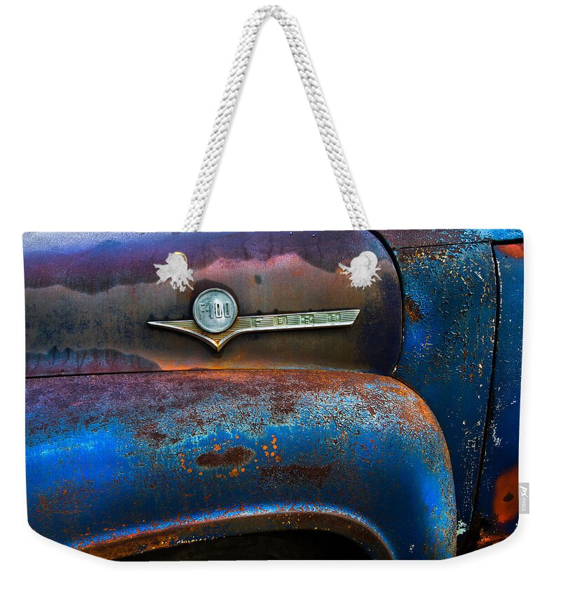 Appalachia Weekender Tote Bag featuring the photograph F-100 Ford by Debra and Dave Vanderlaan