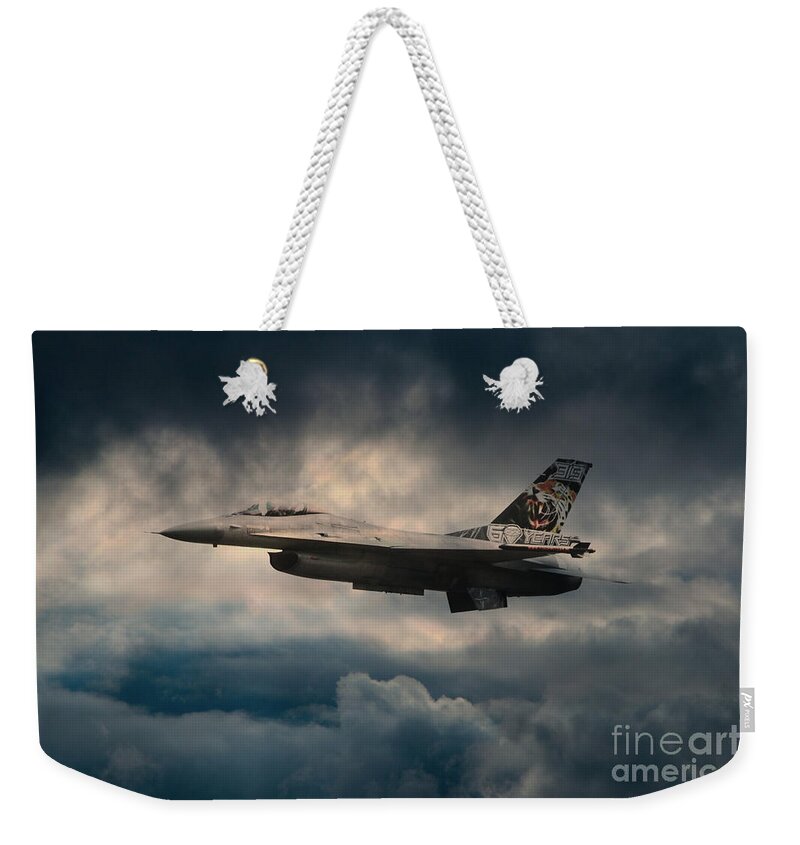 F1- Fighting Falcon Weekender Tote Bag featuring the digital art F16 Tiger by Airpower Art