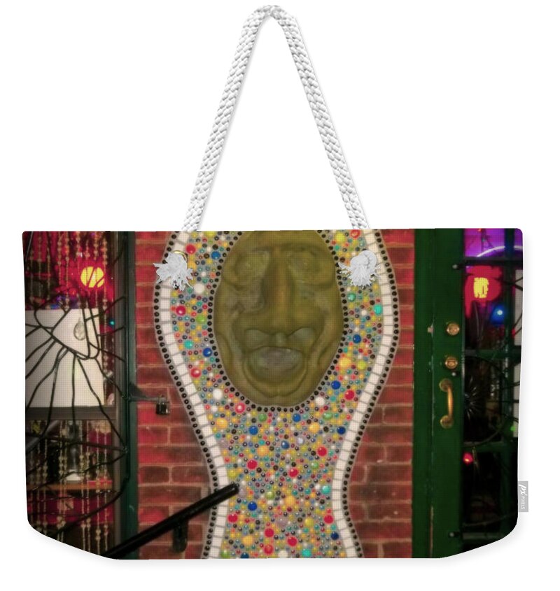  Weekender Tote Bag featuring the photograph Face in Mosaic Edited by Kelly Awad