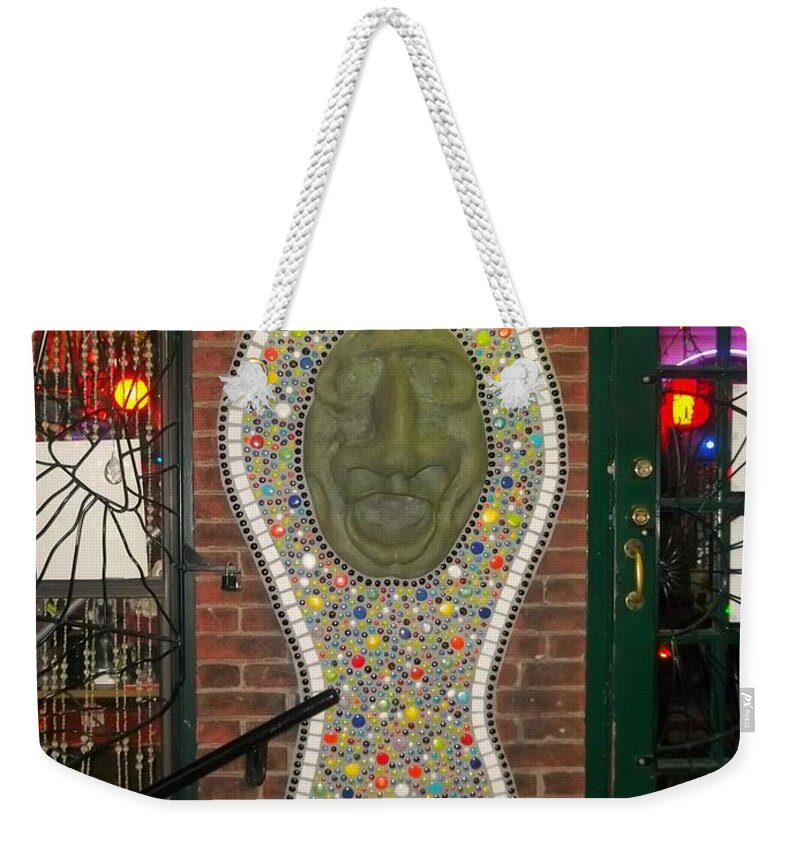  Weekender Tote Bag featuring the photograph Face in Mosaic by Kelly Awad
