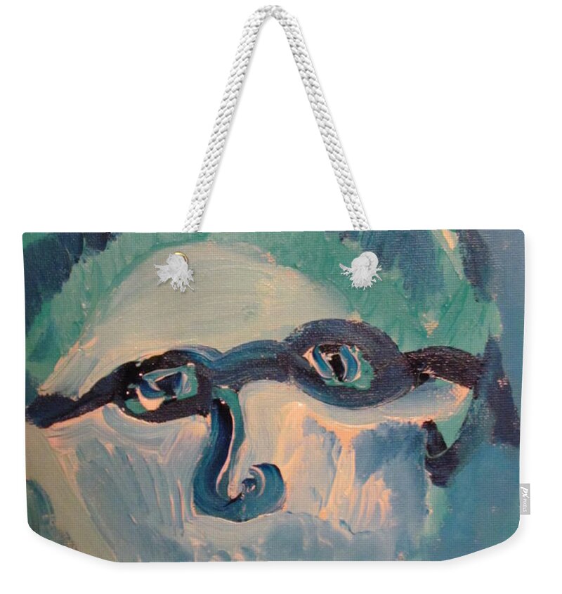 Old Man Weekender Tote Bag featuring the painting Face Three As Grandpa Snowman by Shea Holliman