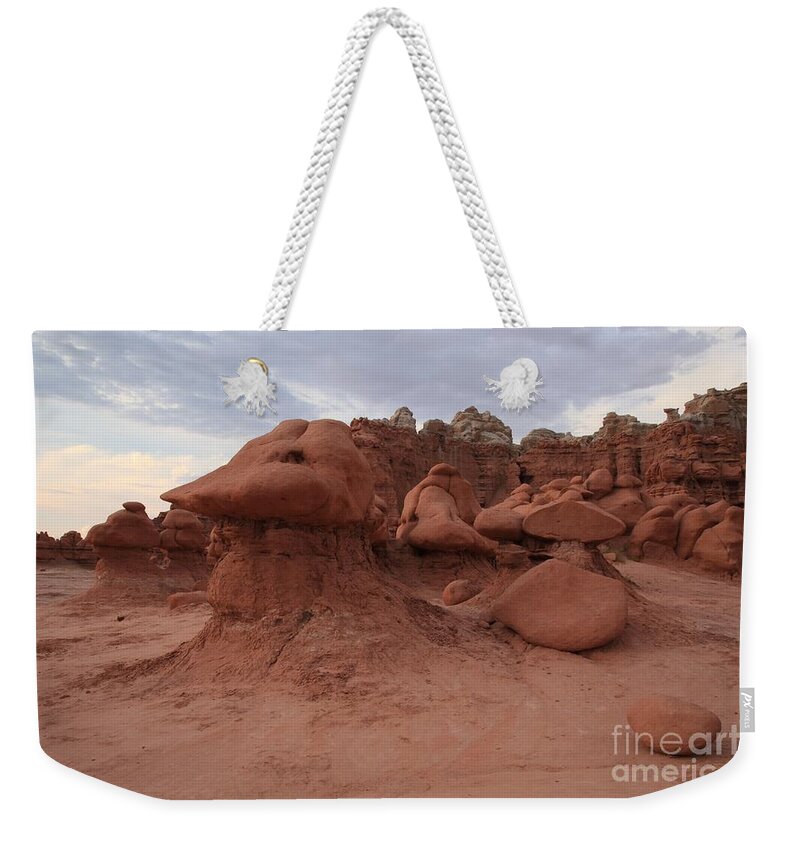 Goblin Valley Weekender Tote Bag featuring the photograph Faces In The Goblins by Adam Jewell